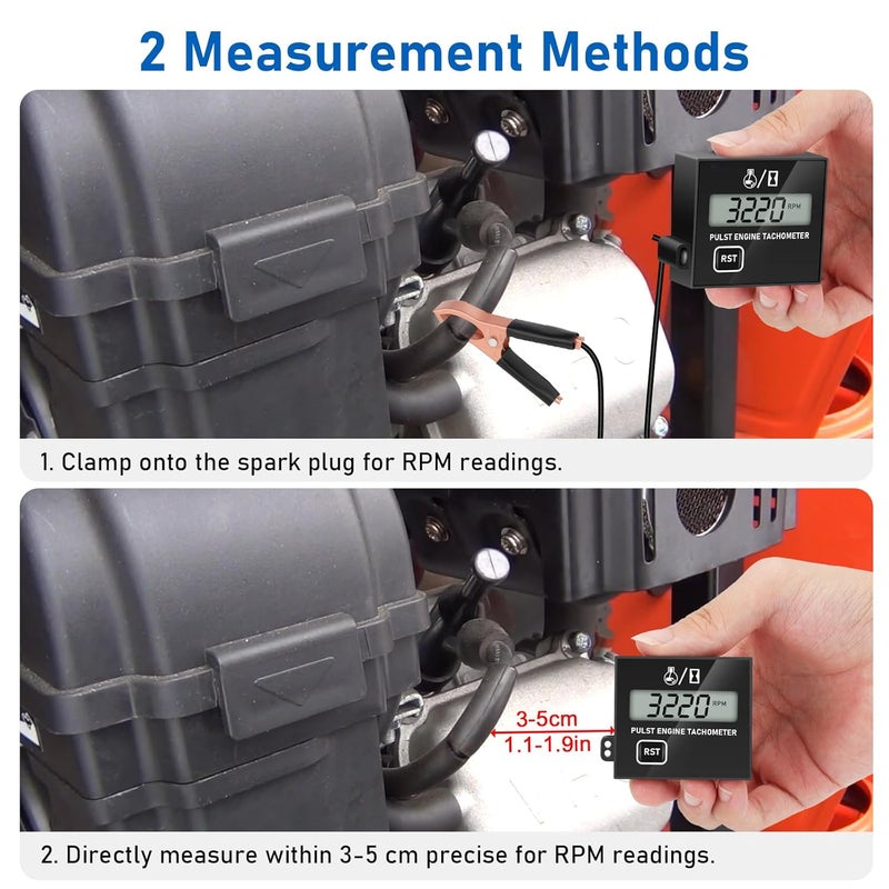 Linkstyle Small Engine Tachometer, Chainsaw Tachometer, RPM Display Compatible with 2 Stroke & 4 Stroke for Chainsaw Marine ATV Motorcycle UTV Engine - Image 4